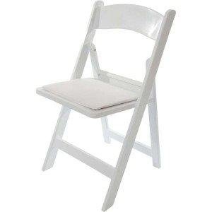 White Folding Resin Chair with Cushion