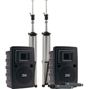 Dual Speaker Sound System with Wireless Microphones